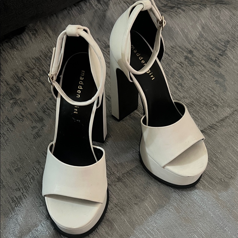 Madden Girl Cream Platform Heels